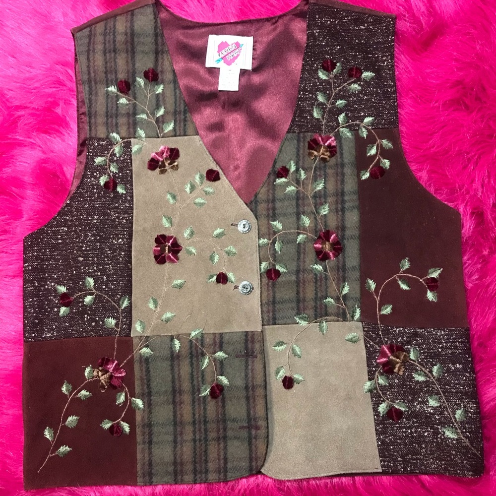 Keren Hart Vest Womens floral embroidery M